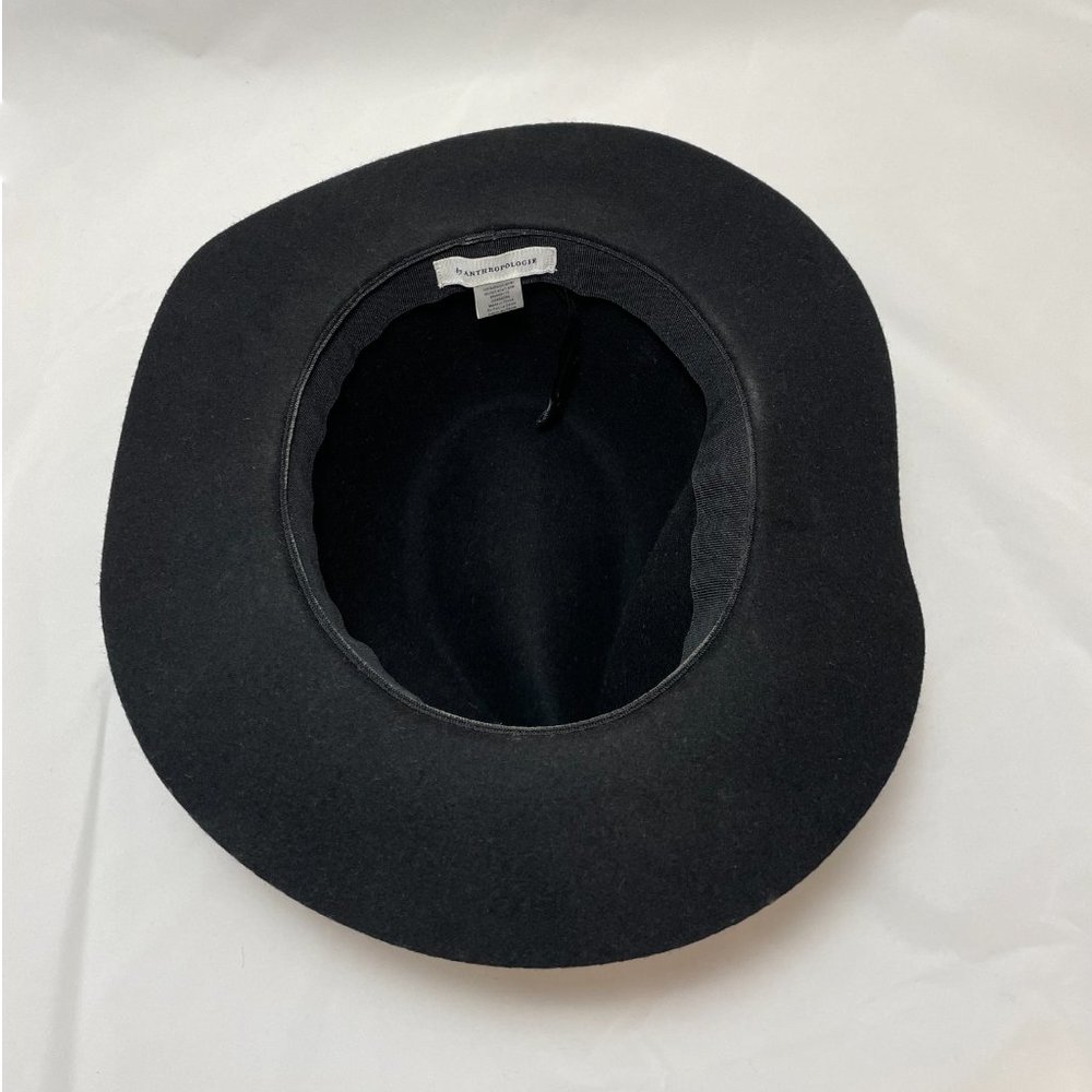 Anthropologie Amelia Black Wool Fedora Hat - Picture 4 of 13
